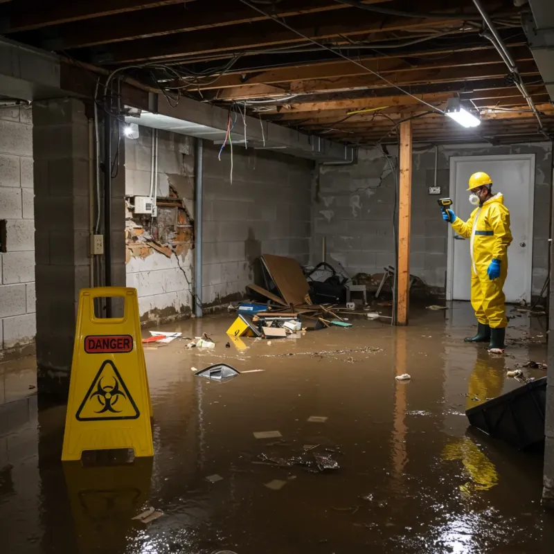 Flooded Basement Electrical Hazard in Sweetser, IN Property